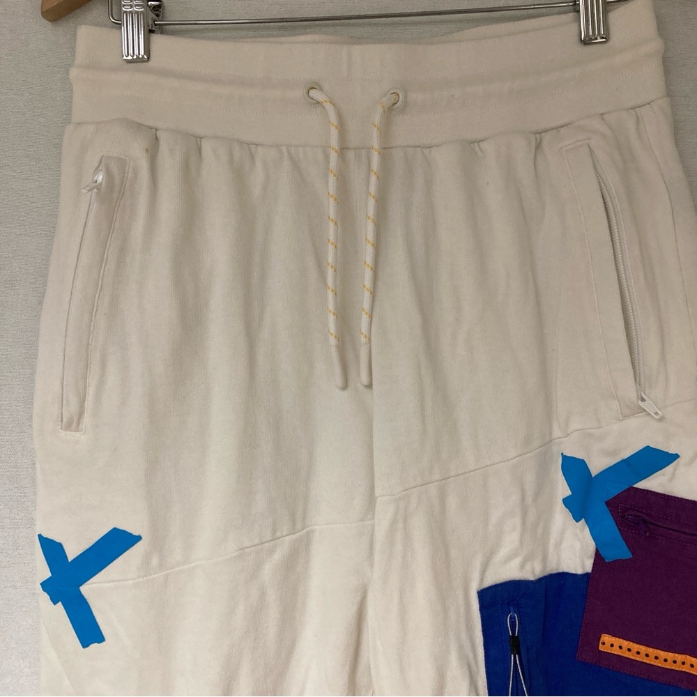 Cookies Men's Sweatpants Cream Cargo Pants Multicolor Pockets Cotton Sz M - Picture 5 of 16